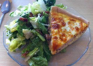 absolutely delicious caesar salad and quiche